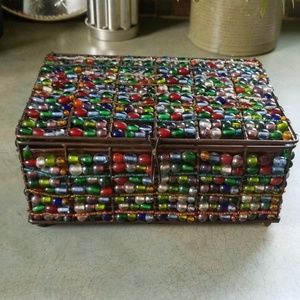 OOAK JEWELRY BOX ARTISAN MADE~COPPER &BEADS.AB FAB